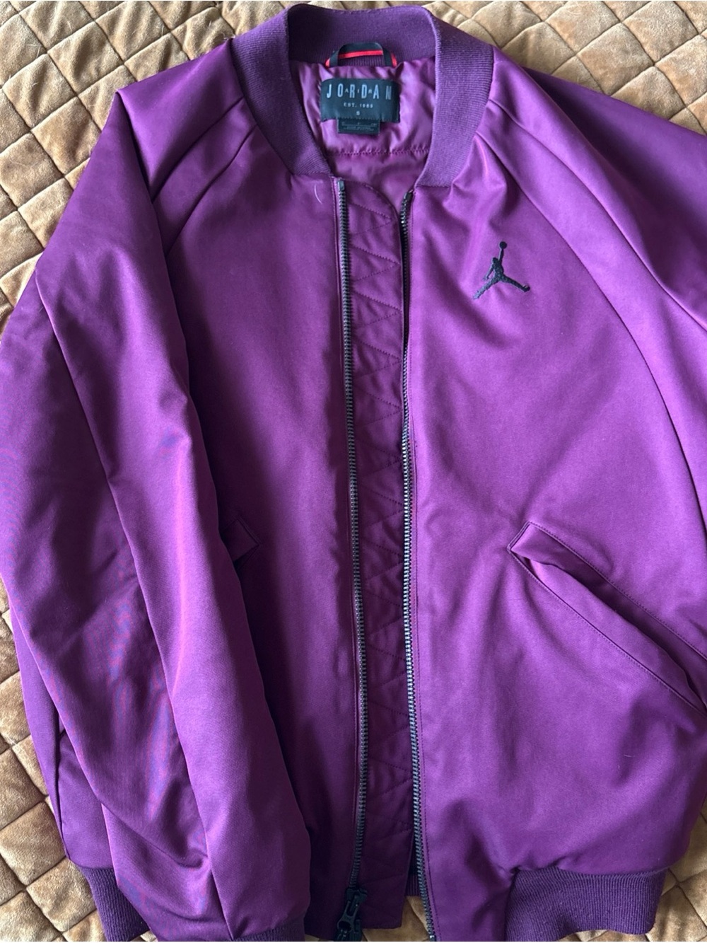 Jordan Purple Bomber Jacket with Black Jumpman Sz Sm Nike EUC athletic zip up